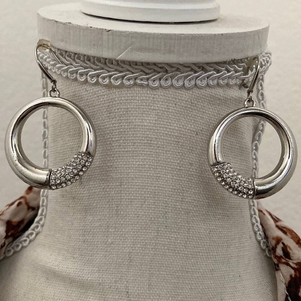 Silver & Rhinestone Circle Earrings
